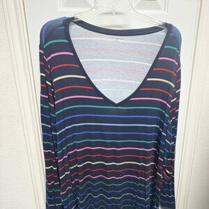 Lane Bryant Black Multi color Striped Plus Size 30/32W mock turtle neck